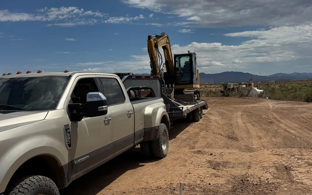 Cleared defensible space zone around a home in the Prescott foothills
